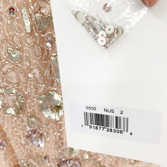 MAC DUGGAL Dress Size 2 Evening Gown Sequin Pink NEW Cream Embellished Bateau - Picture 4 of 7